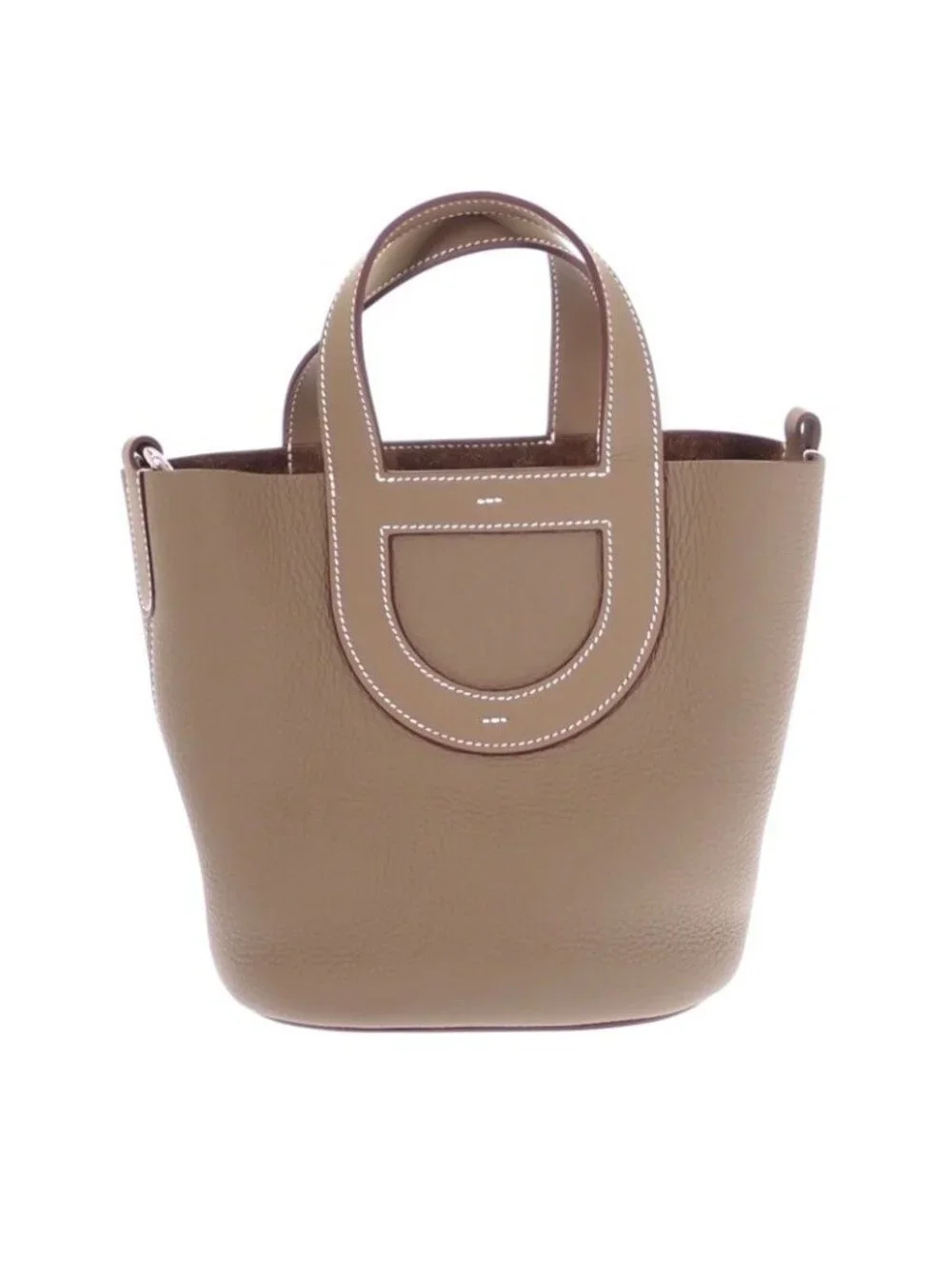 Hermes in the Loop 18 Handbag Taurillon Clemence Veau Etoupe